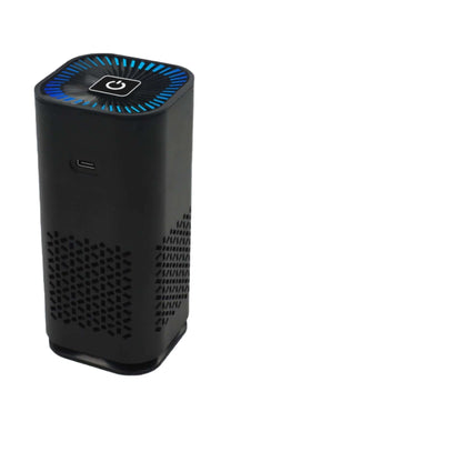 Dropshipman black portable car air freshener ionizer with USB charging port and power button