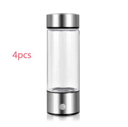 Dropshipman portable hydrogen water bottle with sleek silver design and clear body for easy hydration