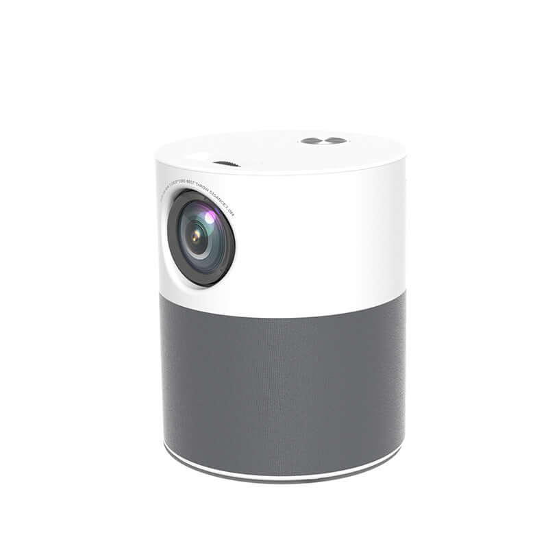 Dropshipman portable mini projector for home with compact white and gray cylindrical design