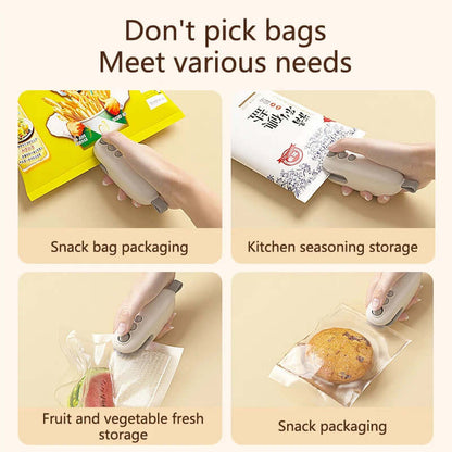 Portable sealing device used for snack bag packaging kitchen seasoning storage and fresh fruit storage