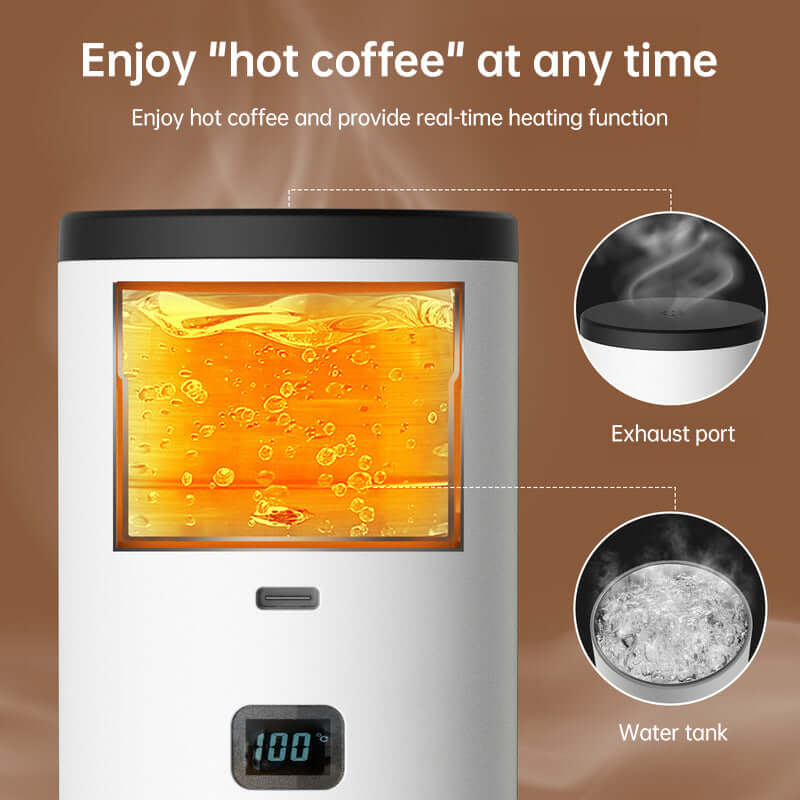 Inside view of the Portable Espresso Maker with 7800mAh Battery illustrating hot coffee function, ideal for on-the-go espresso enthusiasts.