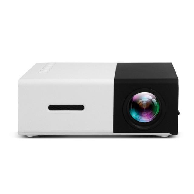 A modern Ultra HD Mini Projector by Ecom brands in a stylish black and white design, highlighting its sleek appearance and advanced technology. ares-projector