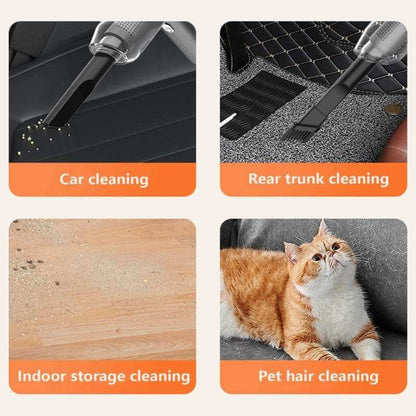 eprolo rechargeable compact vacuum cleaner used for car cleaning, rear trunk, indoor storage, and pet hair cleaning