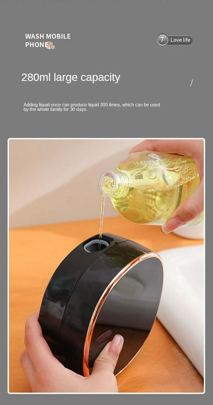 CozyTech Living rechargeable touchless soap dispenser with 280ml large capacity and sleek black design