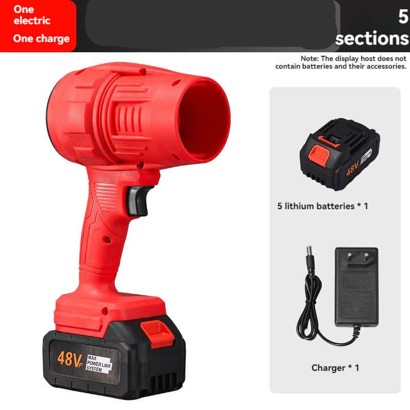 Red rechargeable air blower with 48V battery pack and charger by eprolo