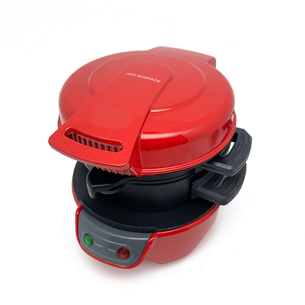 Top view of the Dropshipman Smart Kitchen Appliance For Sandwiches - Red, showcasing the easy sandwich machine design.