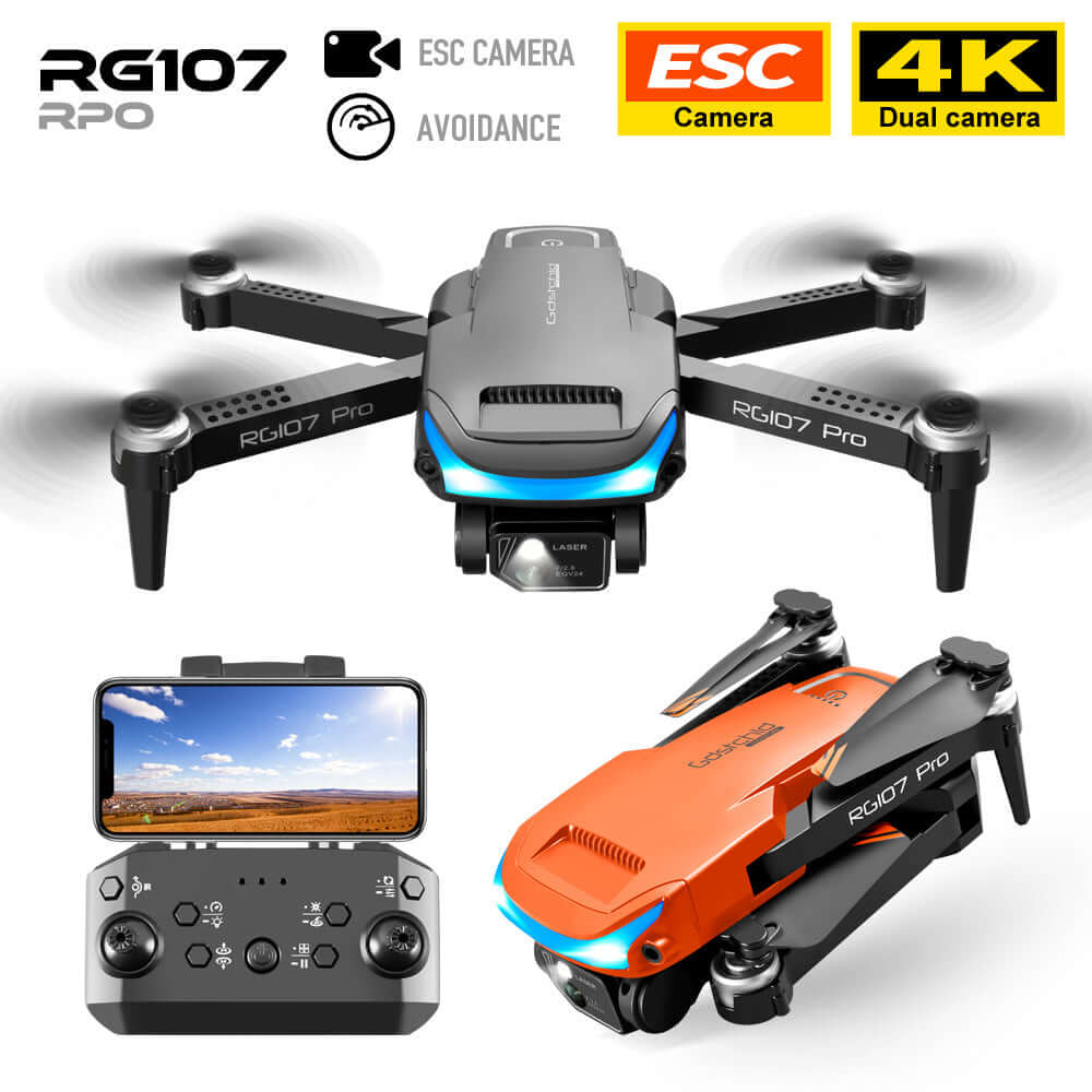 Dropshipman smart drone with obstacle detection RG107 Pro with 4K dual camera and remote controller