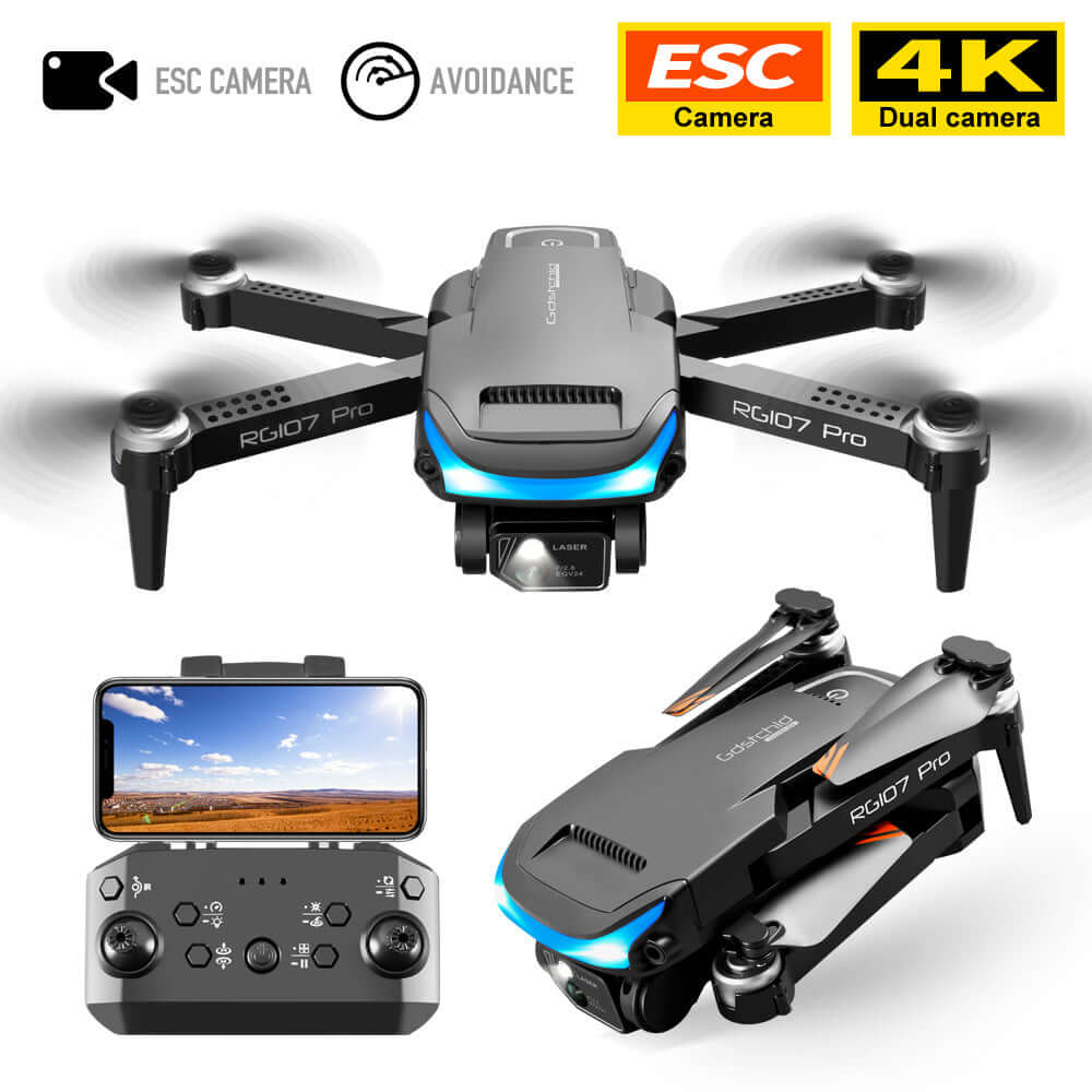 Smart drone with obstacle detection RG107 Pro with 4K dual cameras and remote controller by Dropshipman
