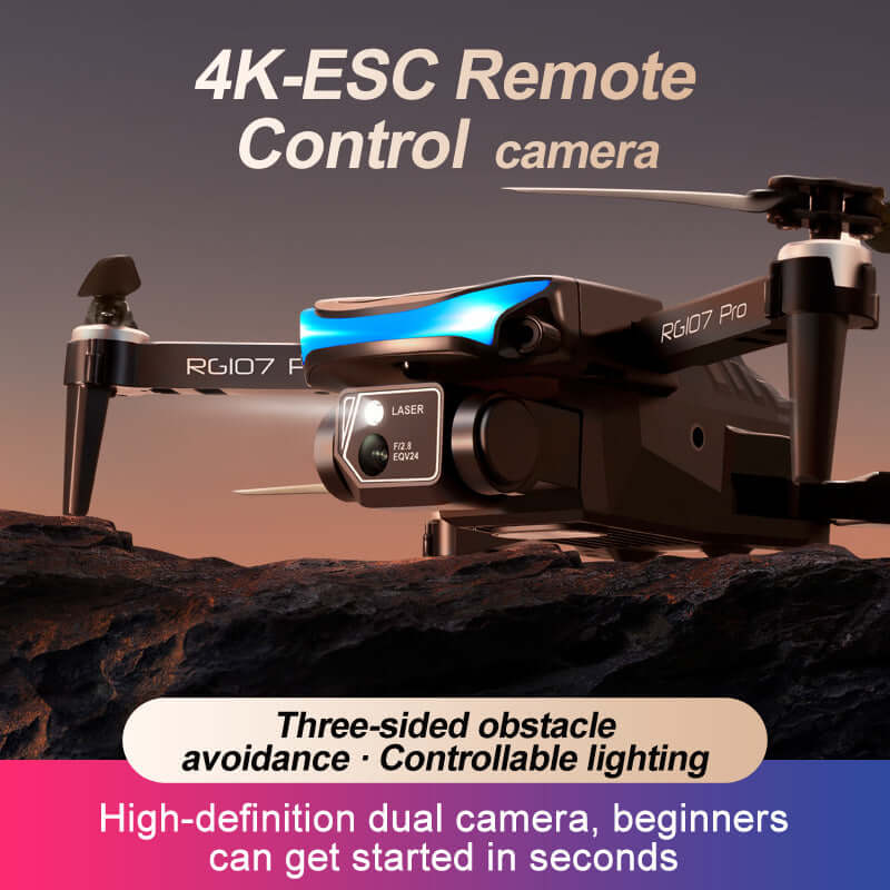Smart drone with obstacle detection featuring 4K ESC remote control and high-definition dual camera