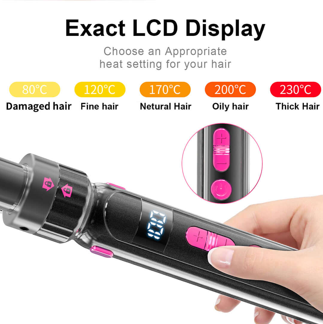 CozyTech Living scalding prevention curling wand with exact LCD display and adjustable heat settings