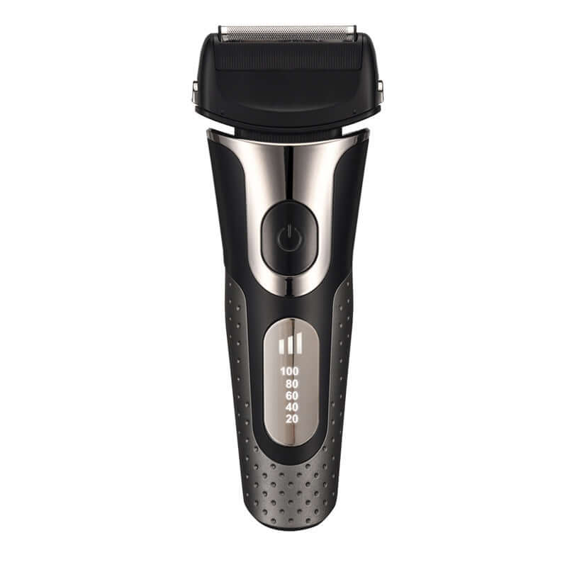 Dropshipman wet and dry shaving device with ergonomic black and silver design and digital display