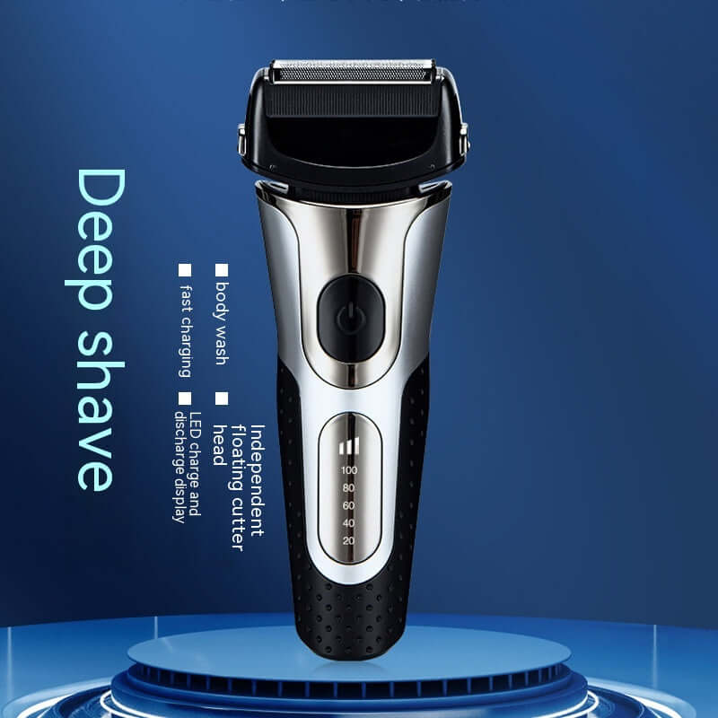 Dropshipman Wet And Dry Shaving Device with independent floating cutter and LED battery display