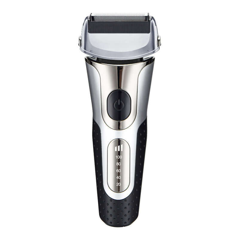 Dropshipman Wet And Dry Shaving Device with ergonomic black and silver design and power button