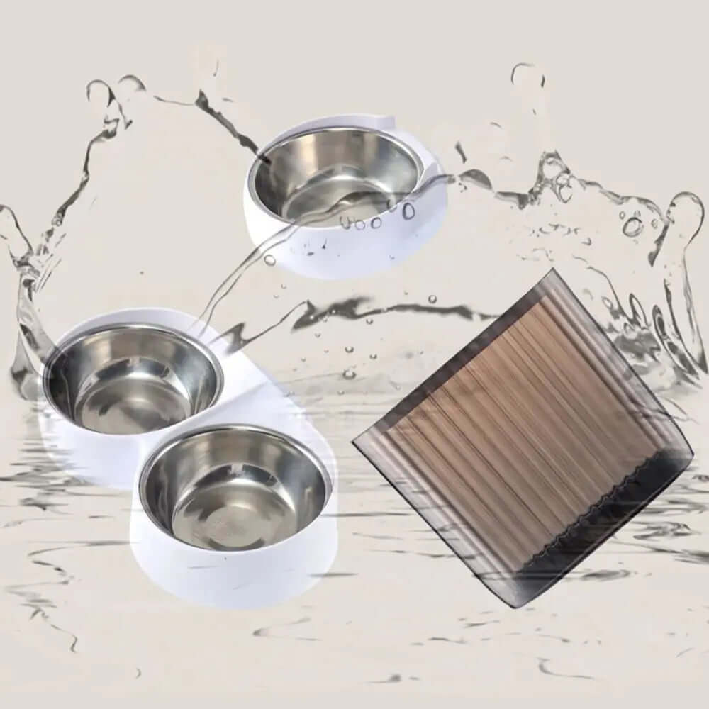 eprolo smart automatic cat feeder with camera featuring stainless steel bowls and water splash design