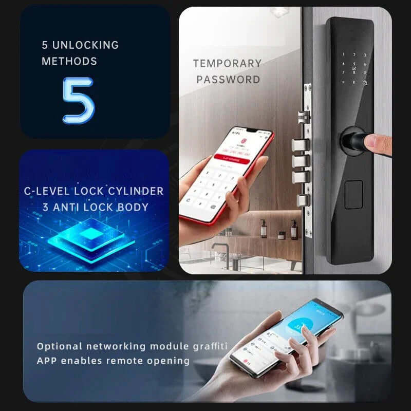eprolo smart fingerprint door lock showing digital keypad, remote app control, and secure lock features