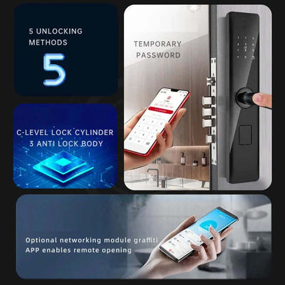 eprolo smart fingerprint door lock showing digital keypad, remote app control, and secure lock features