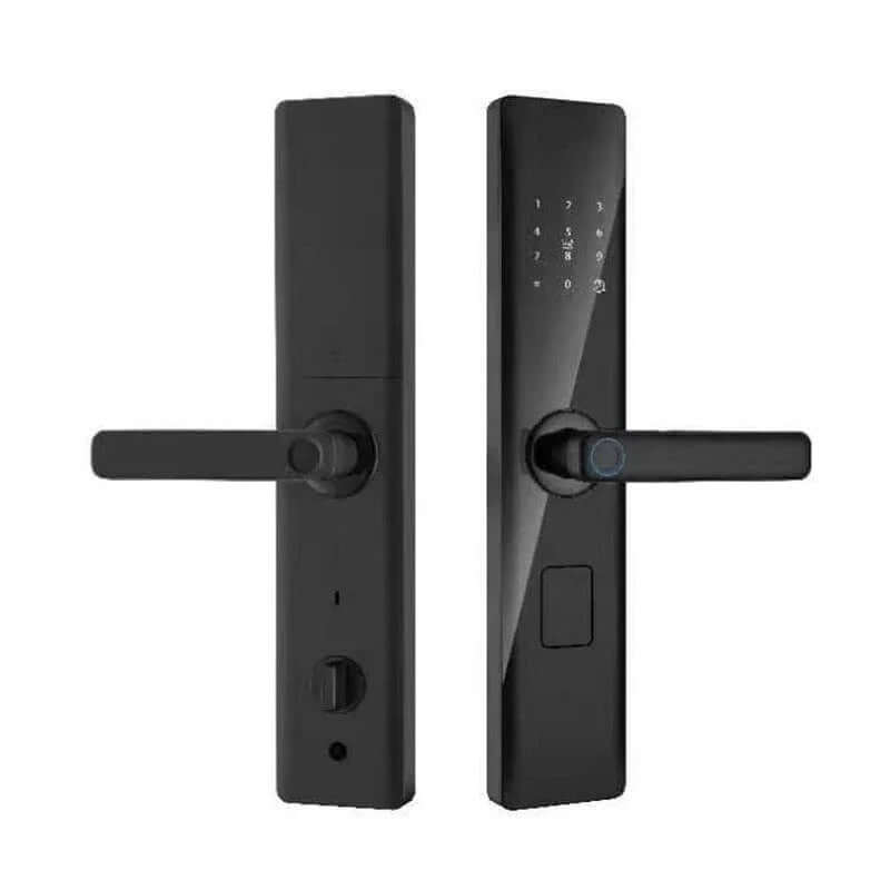 eprolo smart fingerprint door lock in black with touchscreen keypad and handle