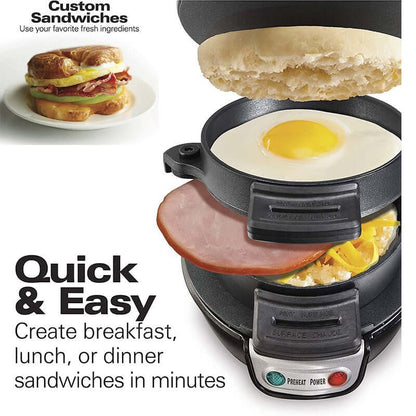 The Dropshipman Smart Kitchen Appliance For Sandwiches showing a step-by-step guide for using the easy sandwich machine.