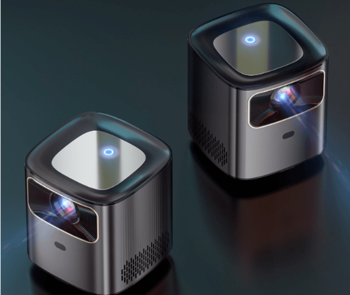 Dropshipman smart projector for living room with compact black design and bright projection light