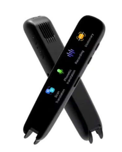 Eprolo smart voice translator pen with touchscreen display showing scan, phonetic translation, recording, and dictionary features