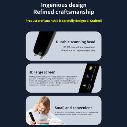 Smart voice translator pen by eprolo with durable scanning head HD large screen small and convenient for easy use