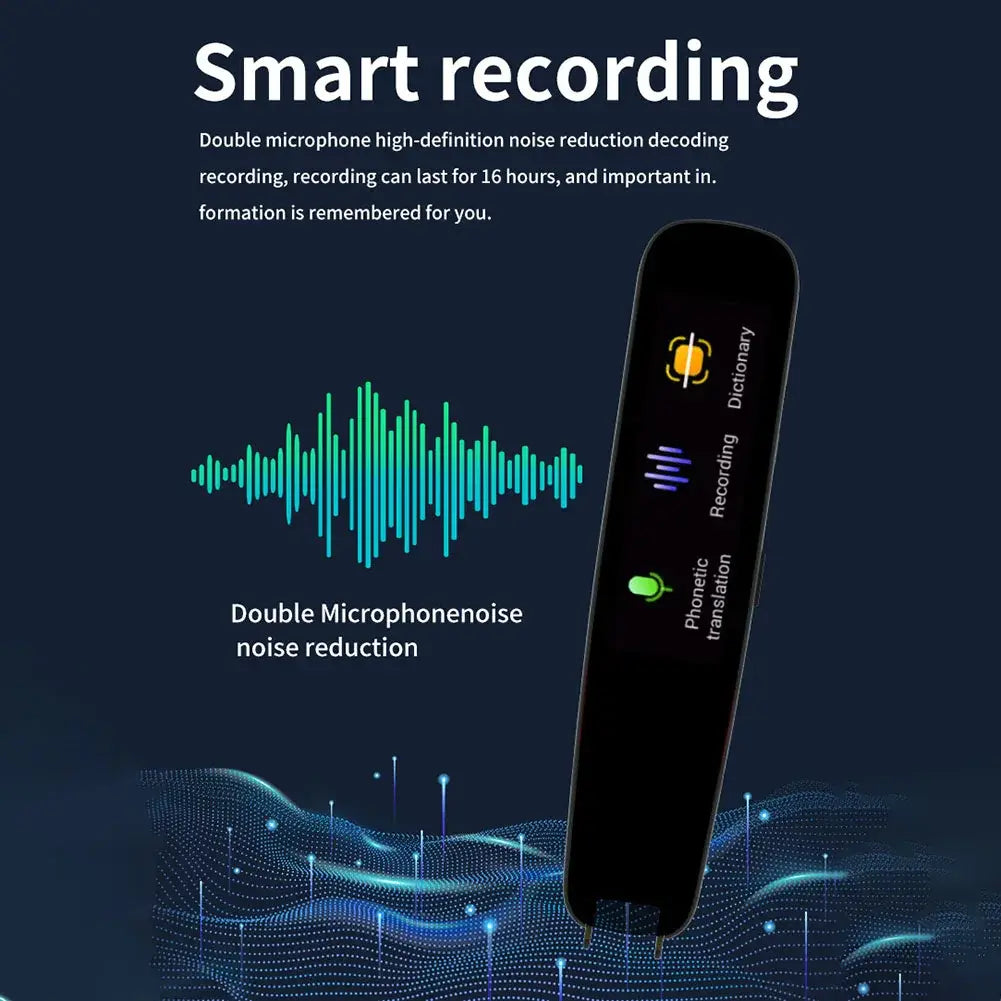 Smart voice translator pen with double microphone noise reduction and 16 hour recording function