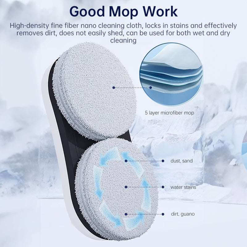 Eprolo smart window cleaning robot with 5 layer microfiber mop pads for effective wet and dry cleaning
