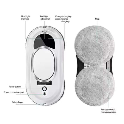 eprolo smart window cleaning robot showing front controls and dual mop pads for efficient cleaning