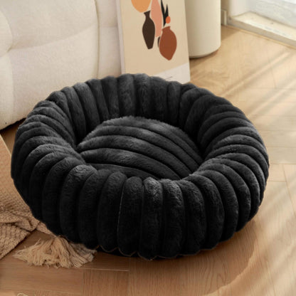 Dropshipman black super soft pet sleeping mat with plush ribbed texture for cozy pet comfort