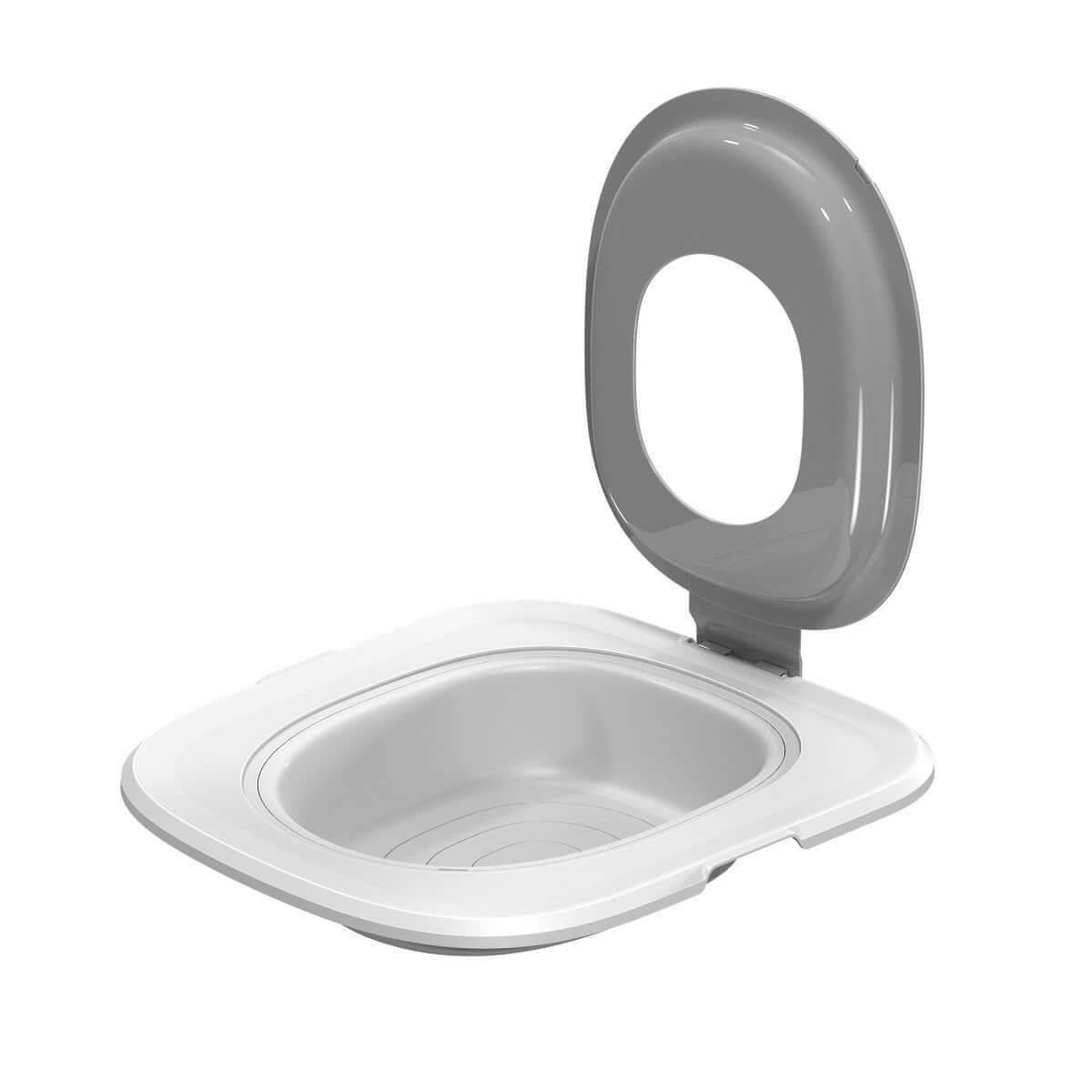 Unique cat toilet trainer for home with gray lid and white base for easy pet training