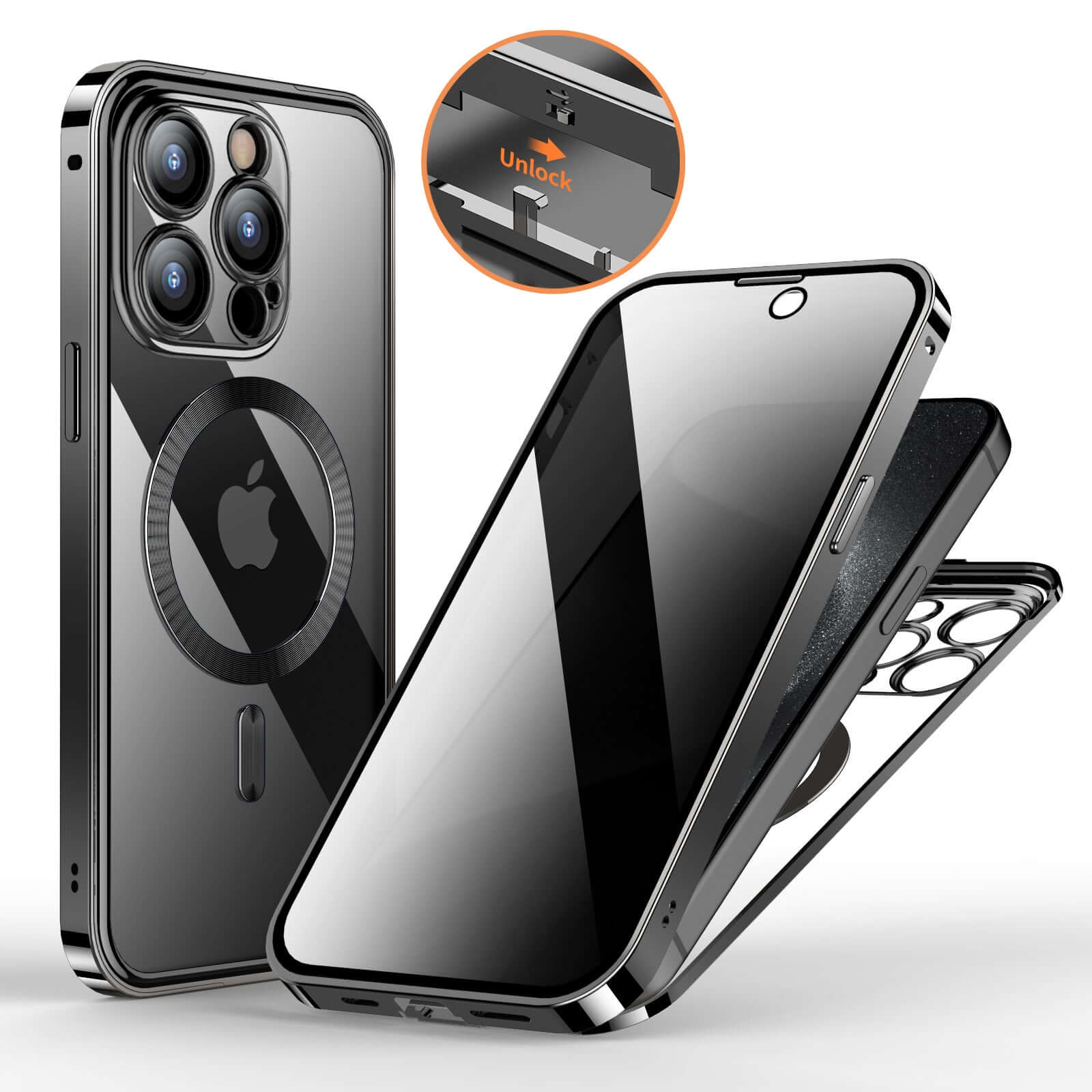 Dropshipman magnetic anti-spy phone case with black sleek design and privacy screen for iPhone