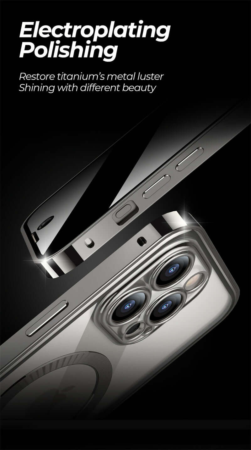 Dropshipman magnetic anti-spy phone case with electroplating polishing and titanium metal luster finish