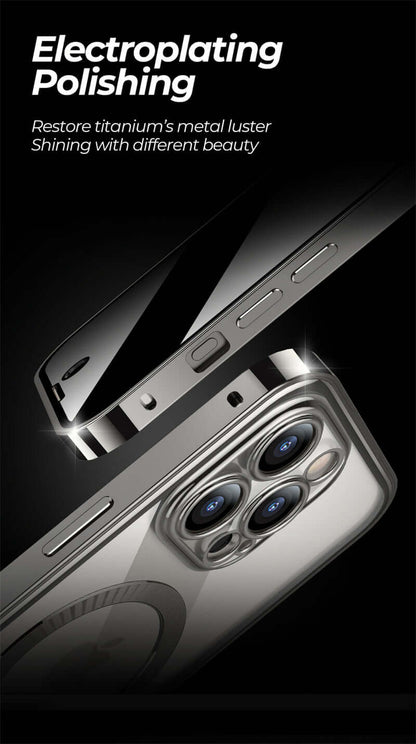 Dropshipman magnetic anti-spy phone case with electroplating polishing and titanium metal luster finish