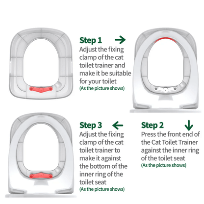 Step-by-step guide to install the Dropshipman Upgraded Cat Toilet Trainer Tray, part of the cat toilet training kit.