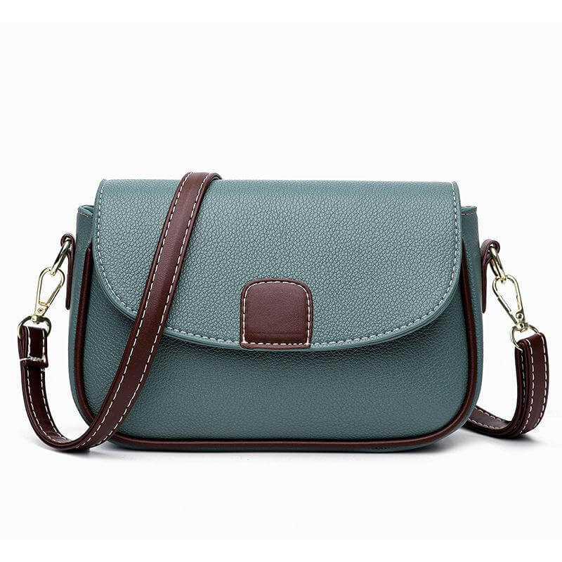 Gray and brown leather shoulder bag by Dropshipman, a versatile everyday purse with adjustable strap