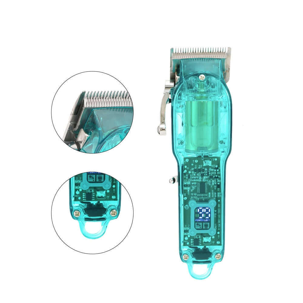 Dropshipman digital display hair trimmer with transparent casing and precision blades