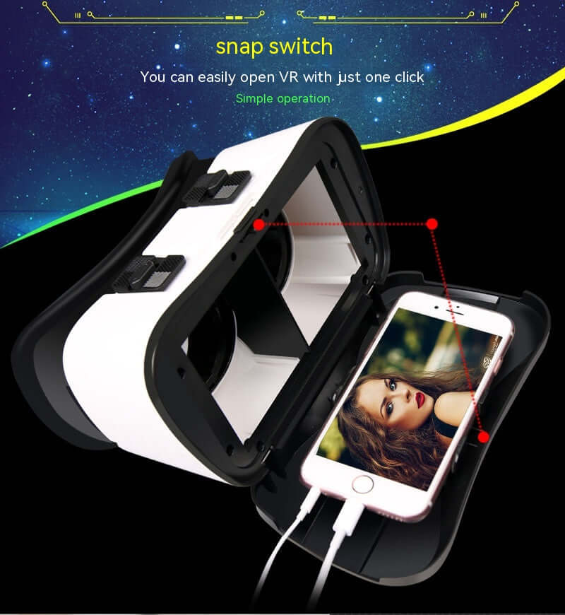 Dropshipman comfortable virtual reality headset with snap switch and smartphone holder for easy VR use