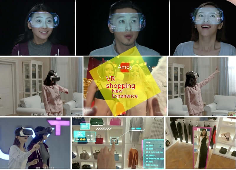 Comfortable virtual reality headset used by multiple people exploring VR shopping and experiences indoors
