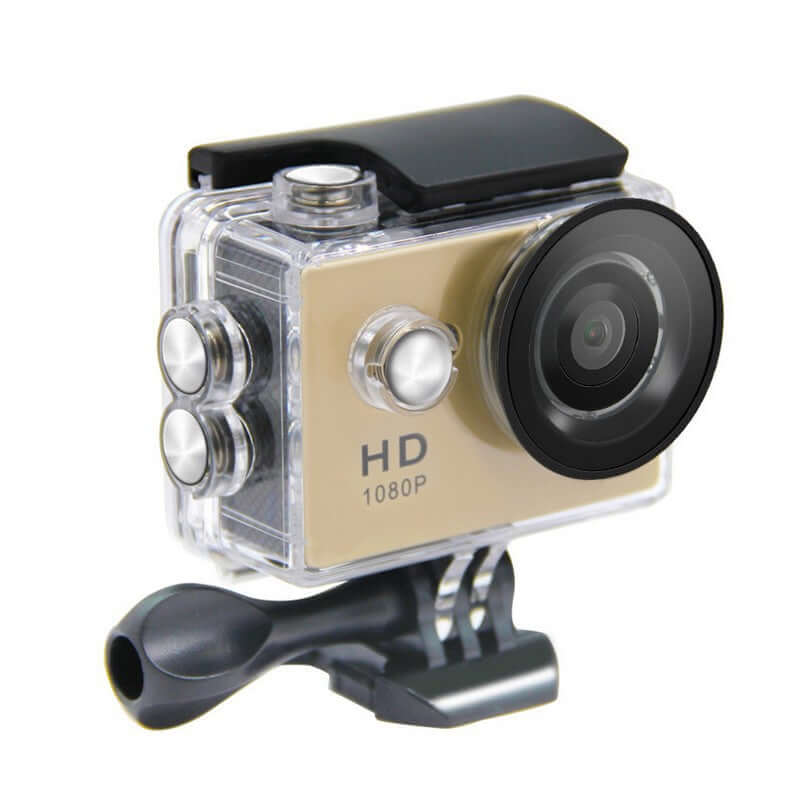CozyTech Living waterproof action camera 1080p in clear protective casing with wide-angle lens