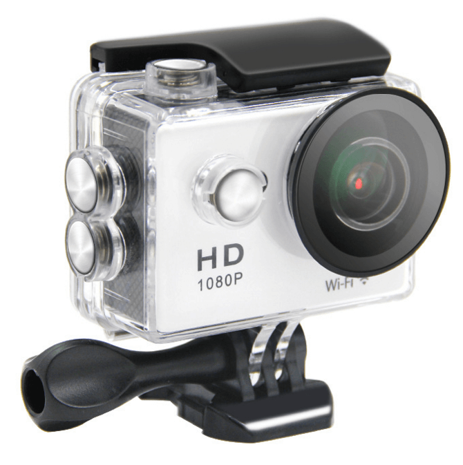 CozyTech Living waterproof action camera 1080p with wide lens and protective housing