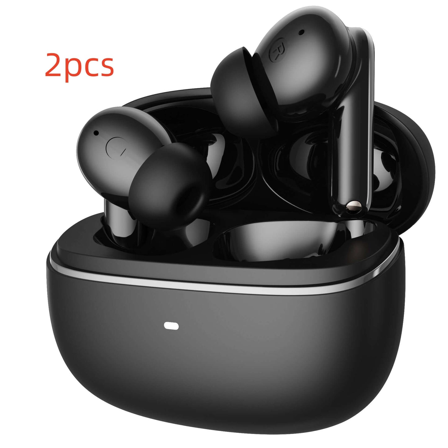 Black waterproof Bluetooth headphones with charging case and ergonomic earbuds by Dropshipman