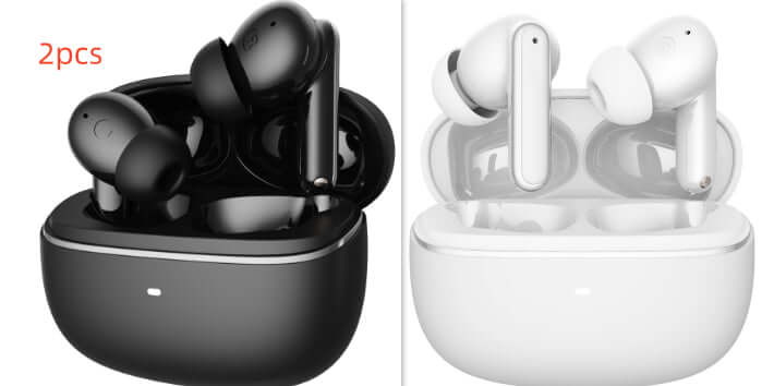 Dropshipman black and white waterproof Bluetooth headphones with charging cases set of 2