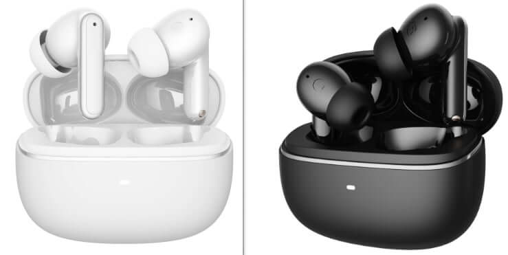White and black waterproof Bluetooth headphones with charging cases from Dropshipman