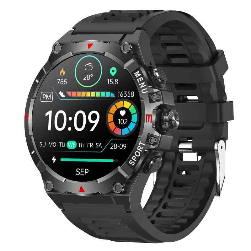 eprolo waterproof fitness smartwatch for men with black rugged design and colorful digital display