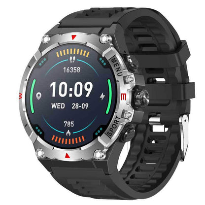 eprolo waterproof fitness smartwatch for men with black strap and silver bezel