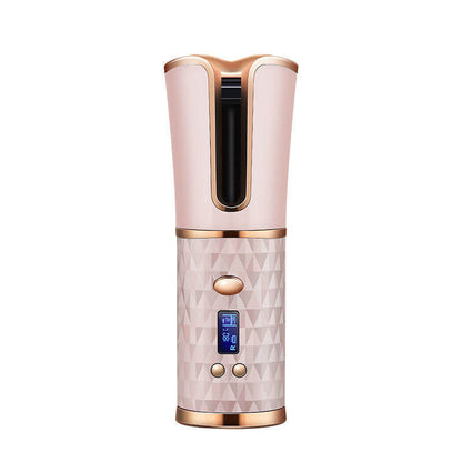 Dropshipman wireless automatic curling iron in rose gold with digital display and ergonomic design
