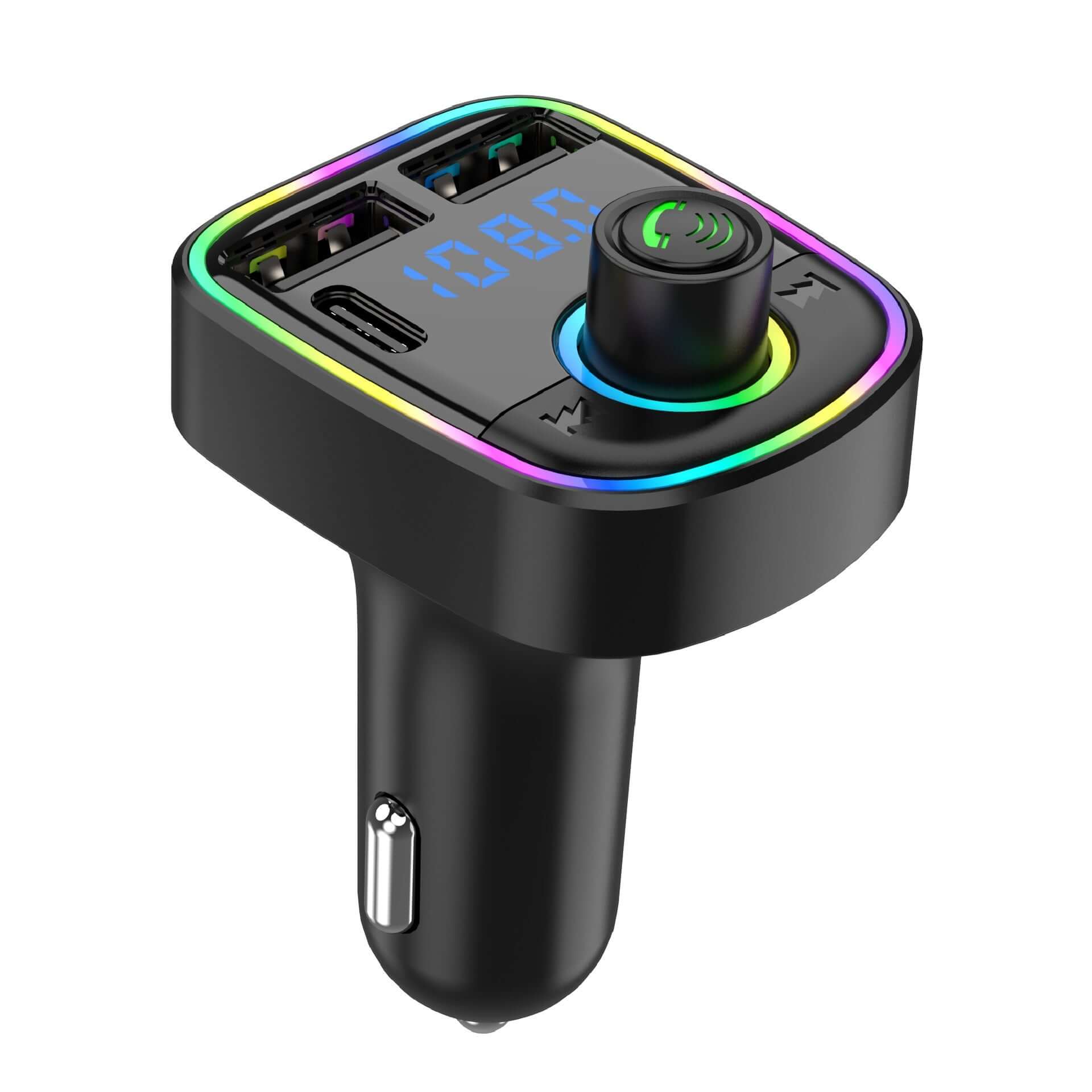 Dropshipman wireless car audio transmitter with LED display and multiple USB ports for charging