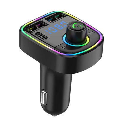 Dropshipman wireless car audio transmitter with LED display and multiple USB ports for charging