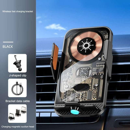 Eprolo wireless car phone charger mount with J-shaped clip and magnetic suction for car air vent