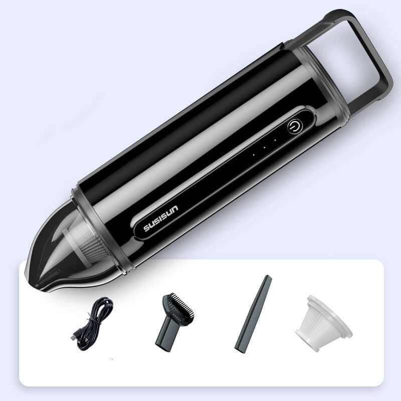 Dropshipman Wireless Car Vacuum Cleaner with Accessories, featuring a sleek design and multiple attachments for versatile cleaning.